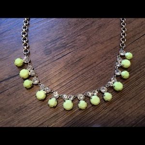 J. Crew neon yellow and crystal necklace